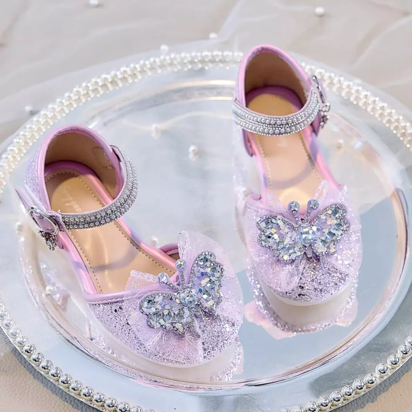 Young Girls & Girls Lavender Gossamer Plume Bow Dress Shoes | Lucys 11664