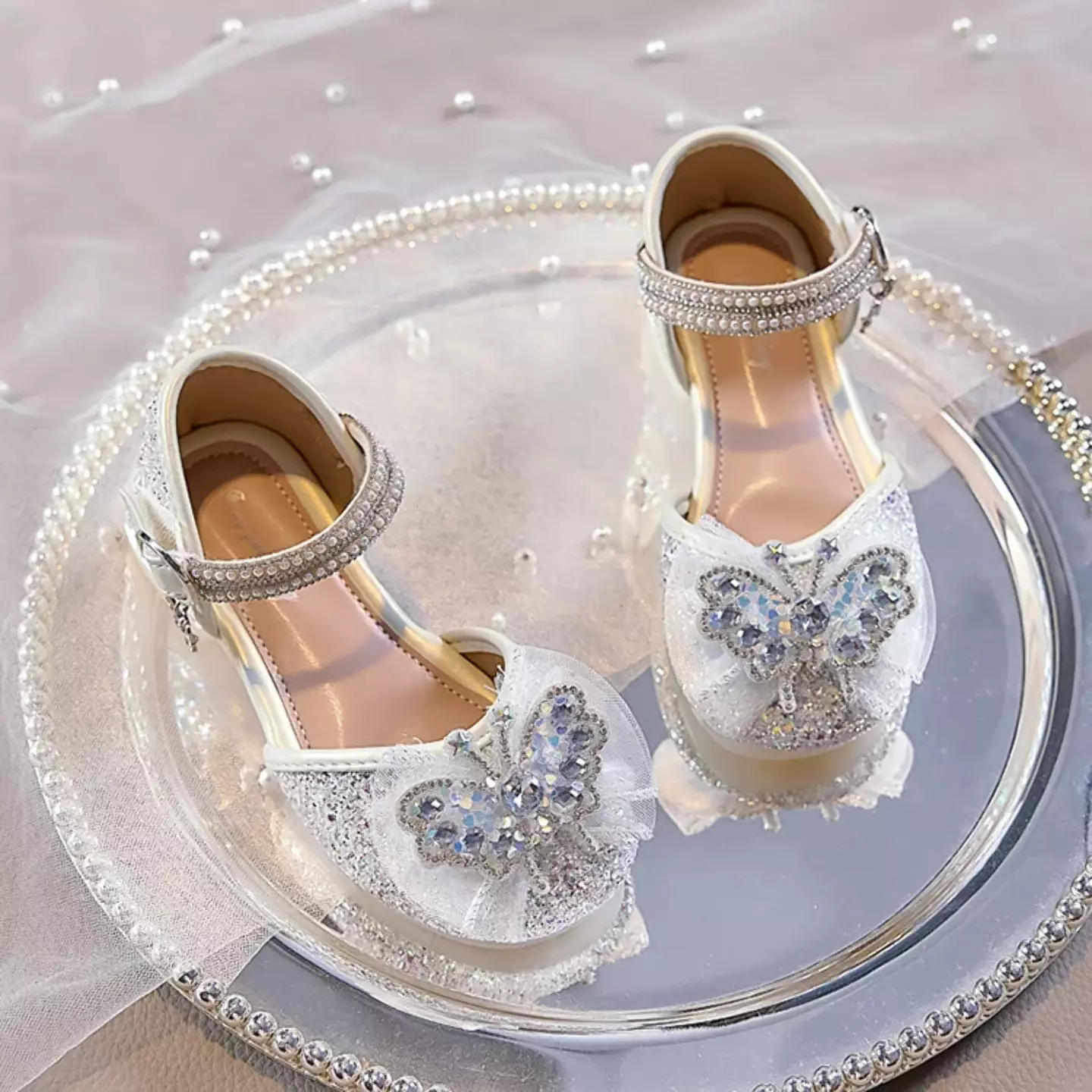 Young Girls & Girls Ivory Gossamer Plume Bow Dress Shoes | Lucys 11662