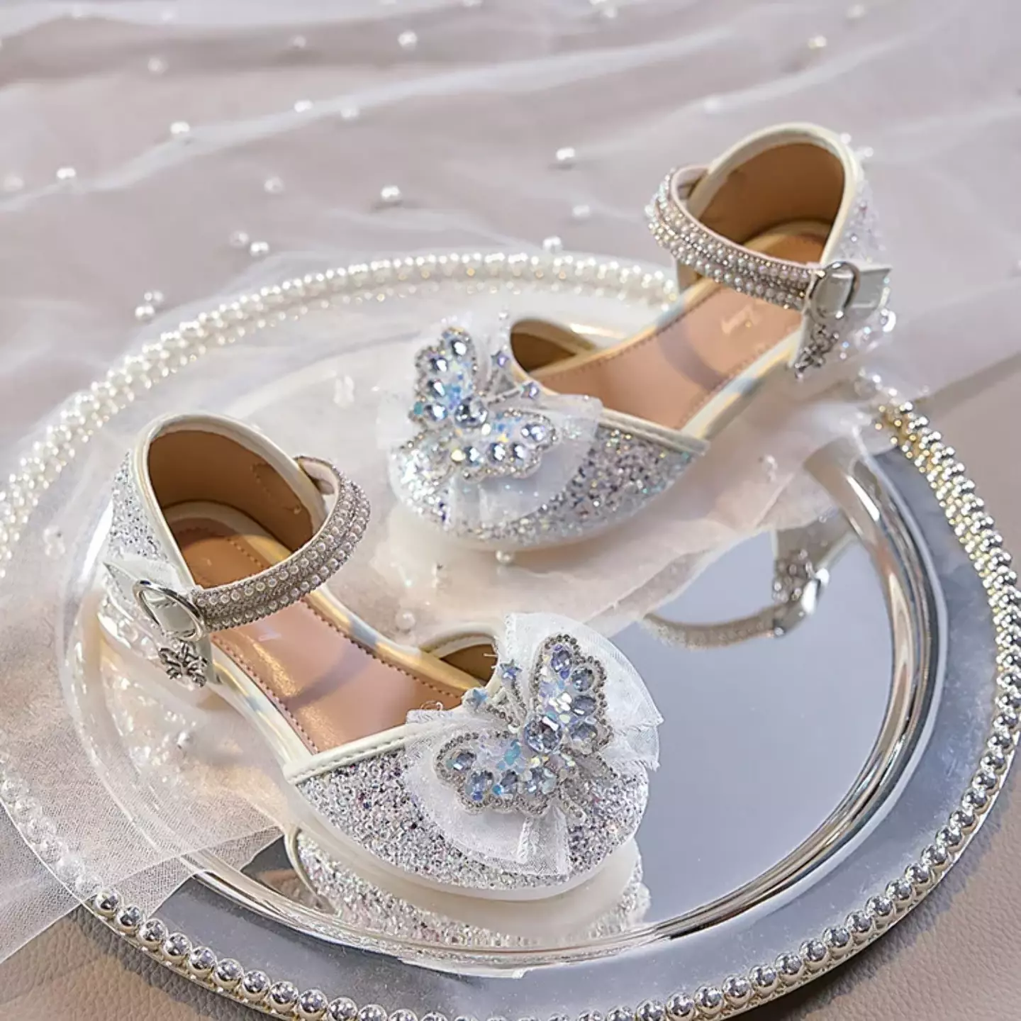 Young Girls & Girls Ivory Gossamer Plume Bow Dress Shoes | Lucys 11662