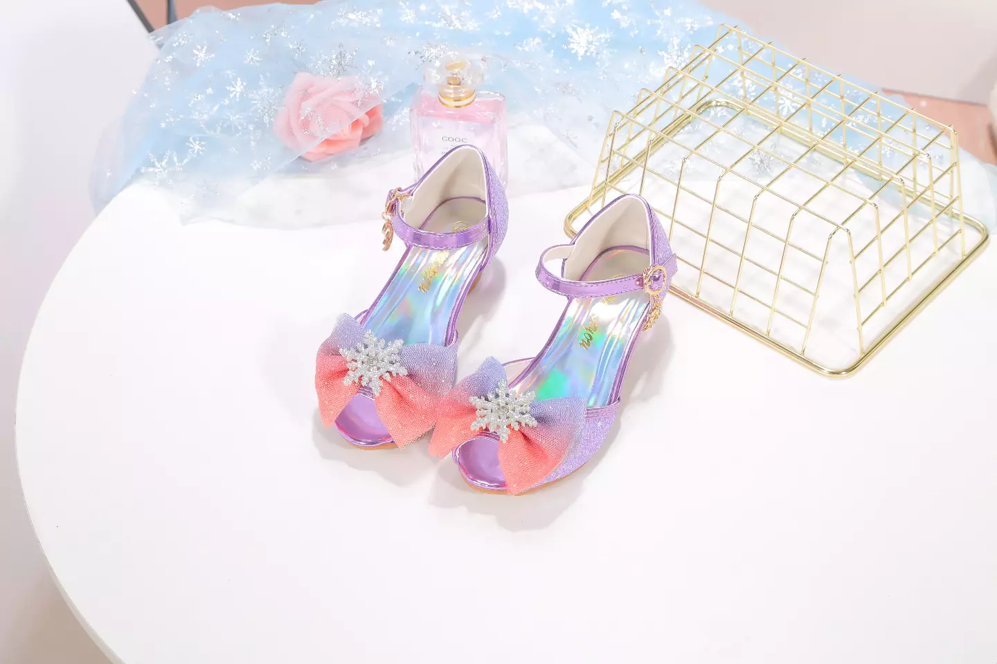 Young Girls & Girls Lavender Snowflake Charm Ankle Strap Party Shoes | Lucys 11713
