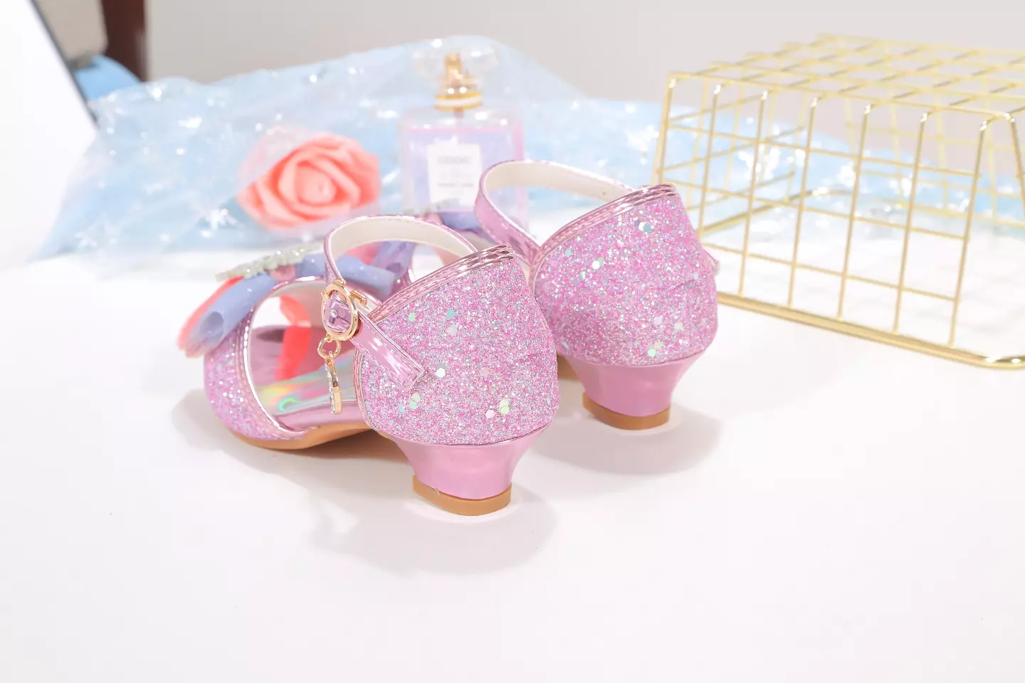 Young Girls & Girls Pink Snowflake Charm Ankle Strap Party Shoes | Lucys 11715