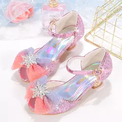 Young Girls & Girls Pink Snowflake Charm Ankle Strap Party Shoes | Lucys 11715