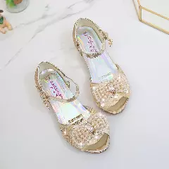 Young Girls & Girls Gold Aurora Lining Pearl Bow Dress Shoes | Lucys 11733
