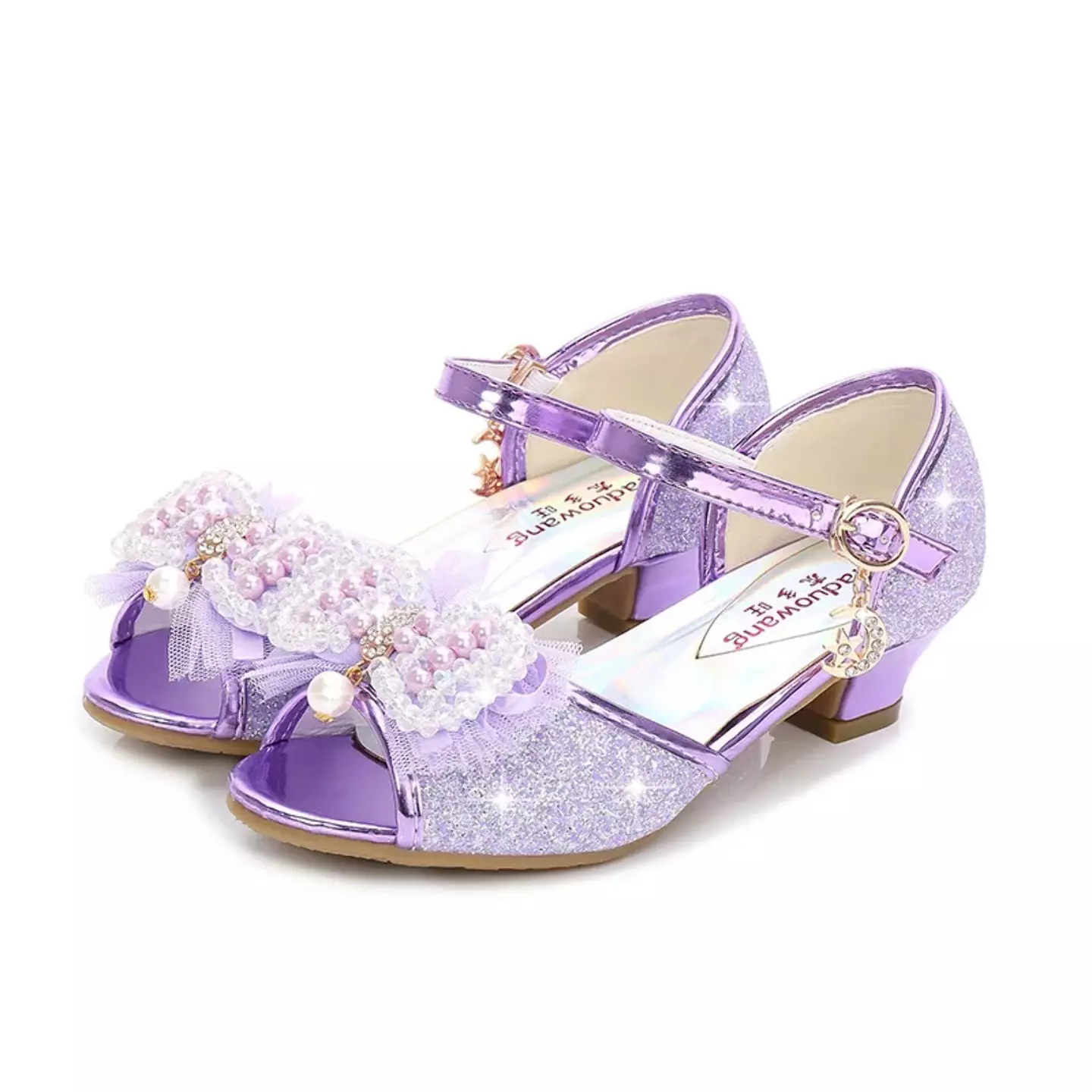 Young Girls & Girls Lavender Aurora Lining Pearl Bow Dress Shoes | Lucys 11729