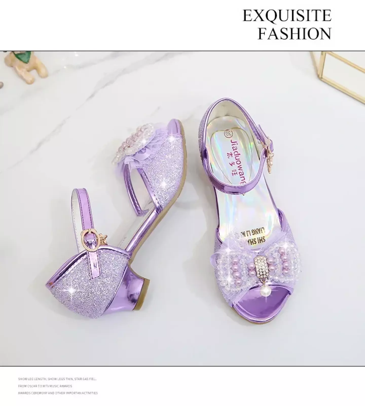 Young Girls & Girls Lavender Aurora Lining Pearl Bow Dress Shoes | Lucys 11729