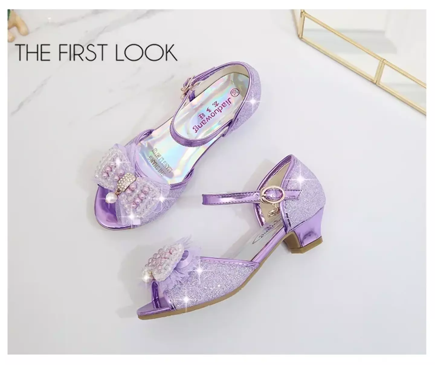 Young Girls & Girls Lavender Aurora Lining Pearl Bow Dress Shoes | Lucys 11729