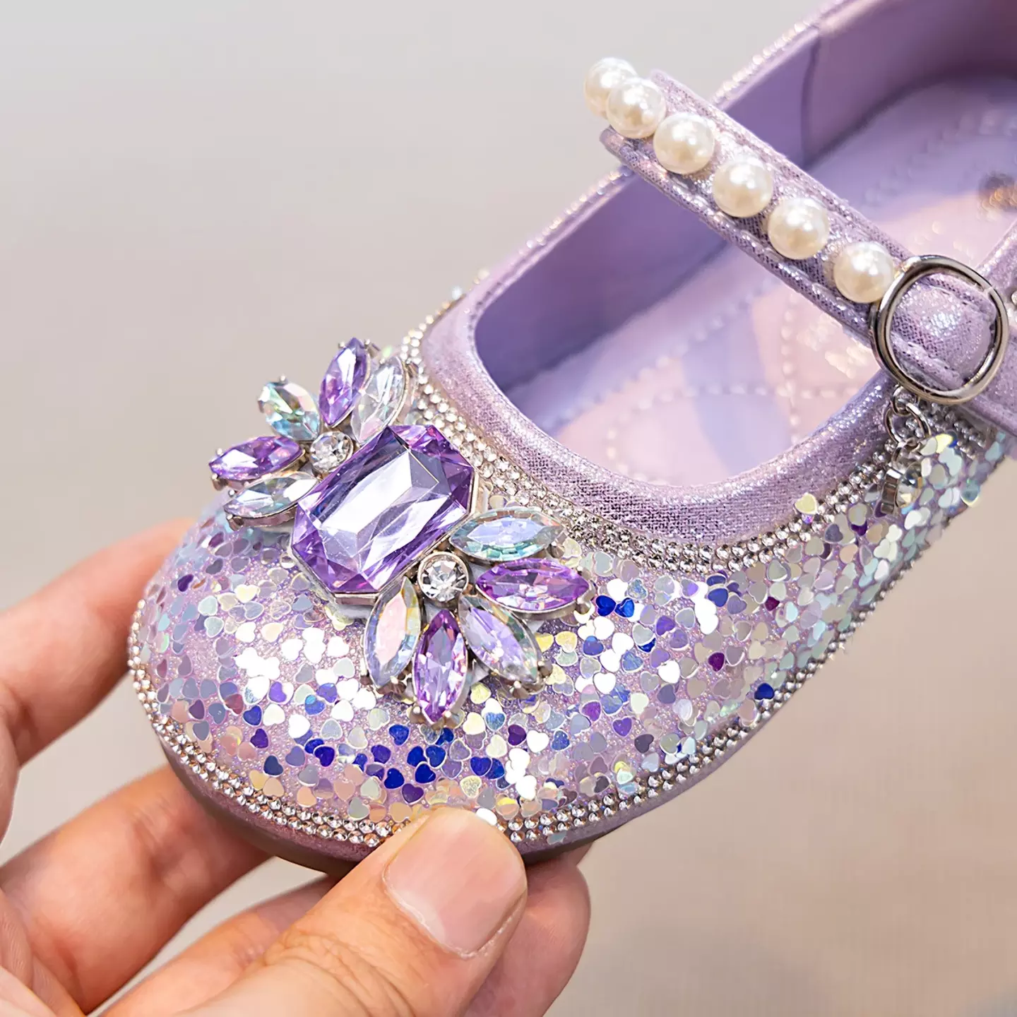 Young Girls & Girls Lavender Shard Sequin Quartz Cluster Dress Shoes | Lucys 11774