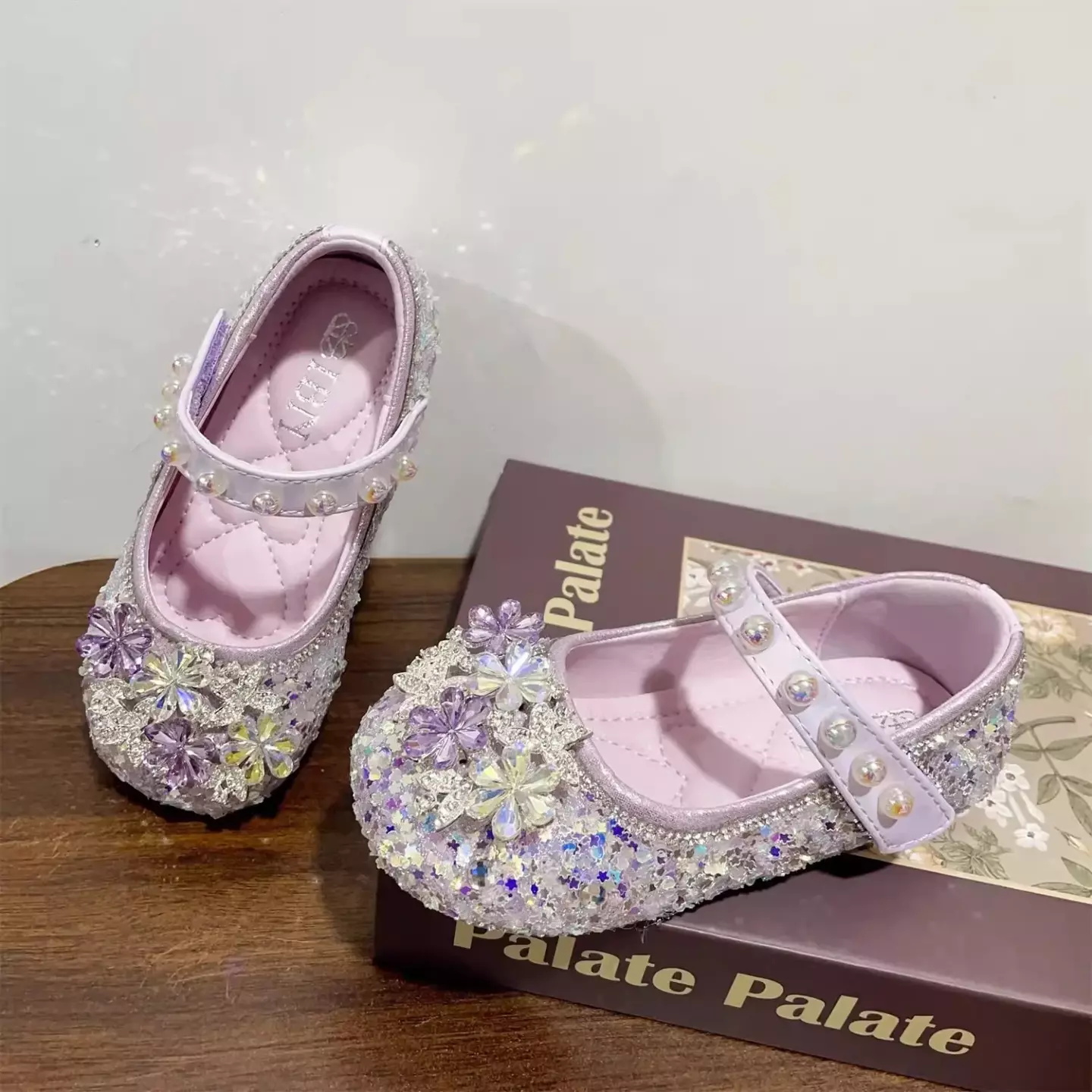 Young Girls & Girls Lavender Radial Petal Dome Strap Dress Shoes | Lucys 11792