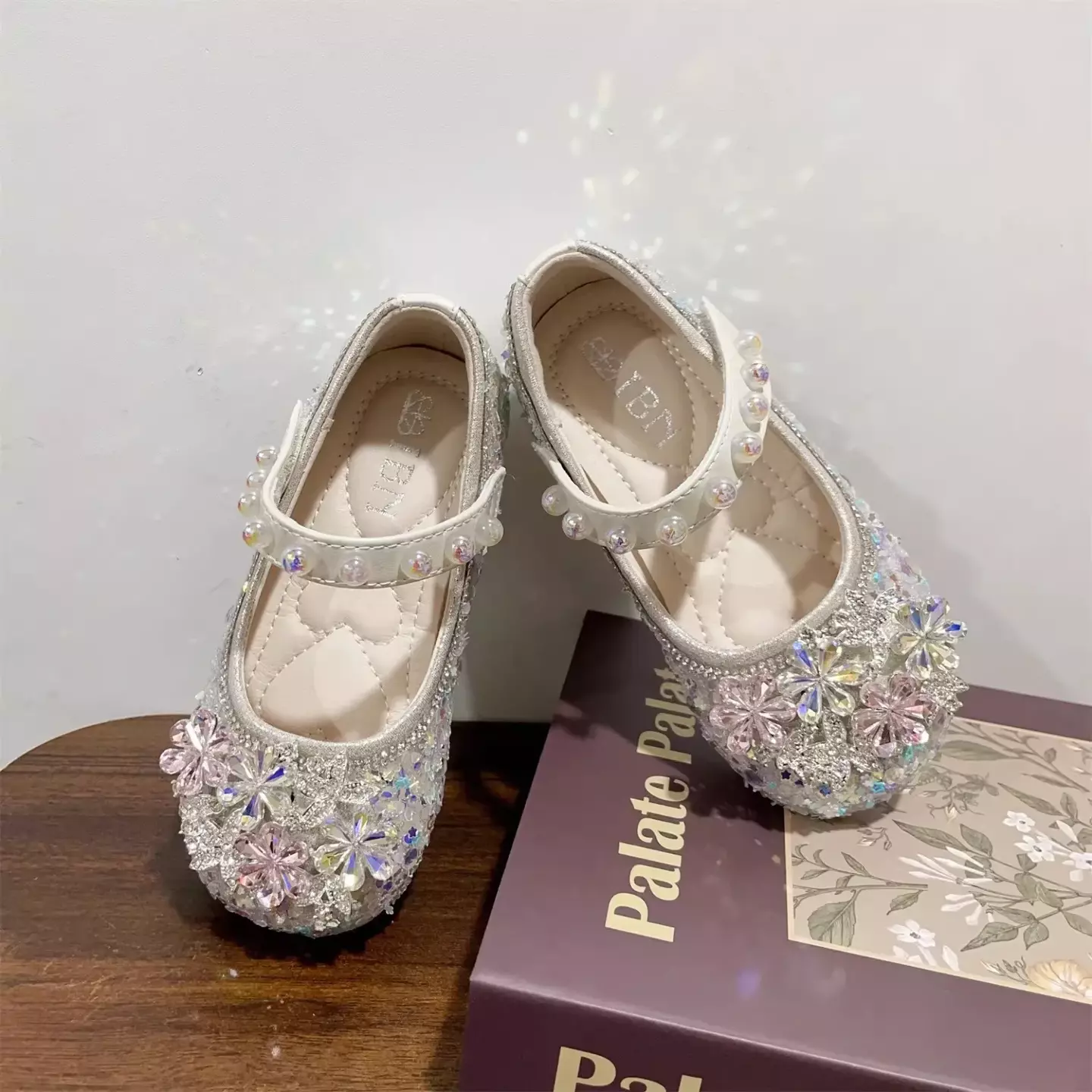Young Girls & Girls Ivory Radial Petal Dome Strap Dress Shoes | Lucys 11796