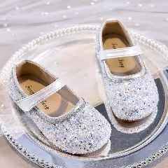 Young Girls & Girls Ivory Crystalline Flake Mosaic Dress Shoes | Lucys 11811
