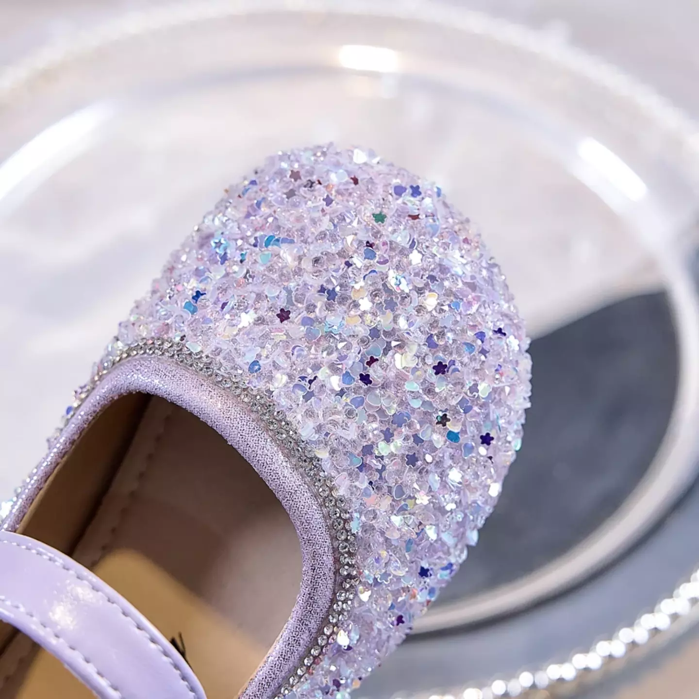 Young Girls & Girls Lavender Crystalline Flake Mosaic Dress Shoes | Lucys 11809