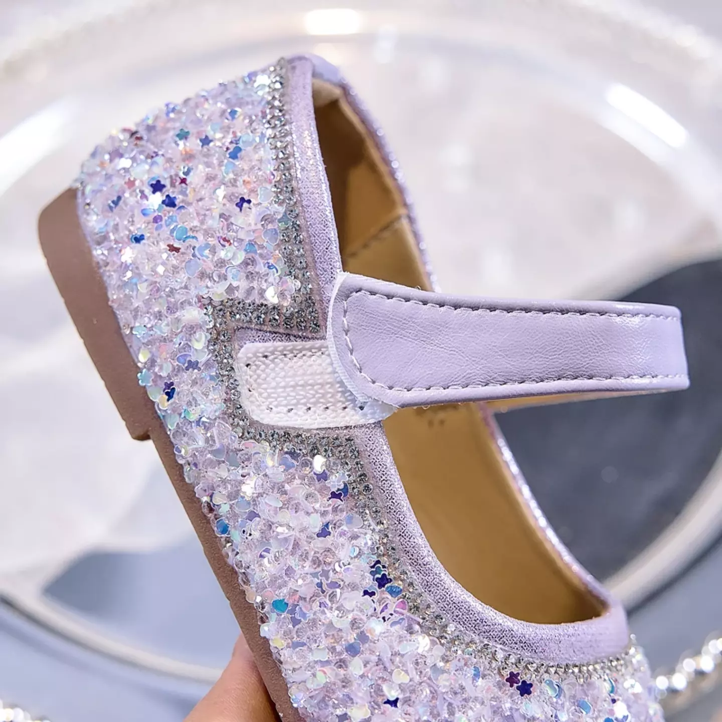 Young Girls & Girls Lavender Crystalline Flake Mosaic Dress Shoes | Lucys 11809
