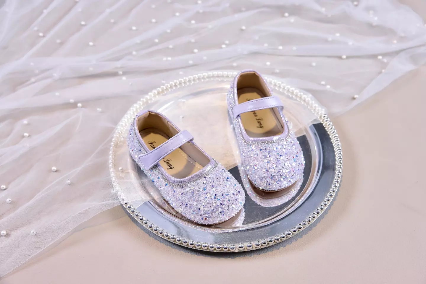 Young Girls & Girls Lavender Crystalline Flake Mosaic Dress Shoes | Lucys 11809