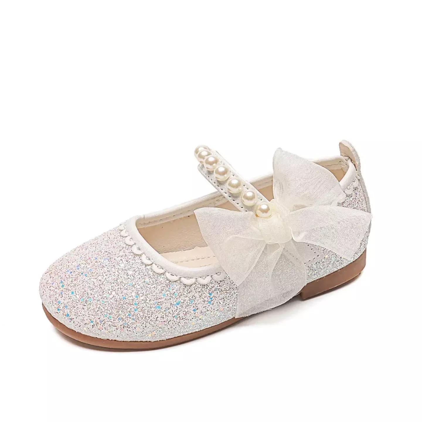 Young Girls & Girls Ivory Peaked Tab Cinch Bow Dress Shoes | Lucys 11826