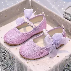 Young Girls & Girls Lavender Peaked Tab Cinch Bow Dress Shoes | Lucys 11825