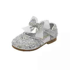 Baby, Toddler, Young Girls & Girls Silver Stacked Bow Medley Dress Shoes | Lucys 11844