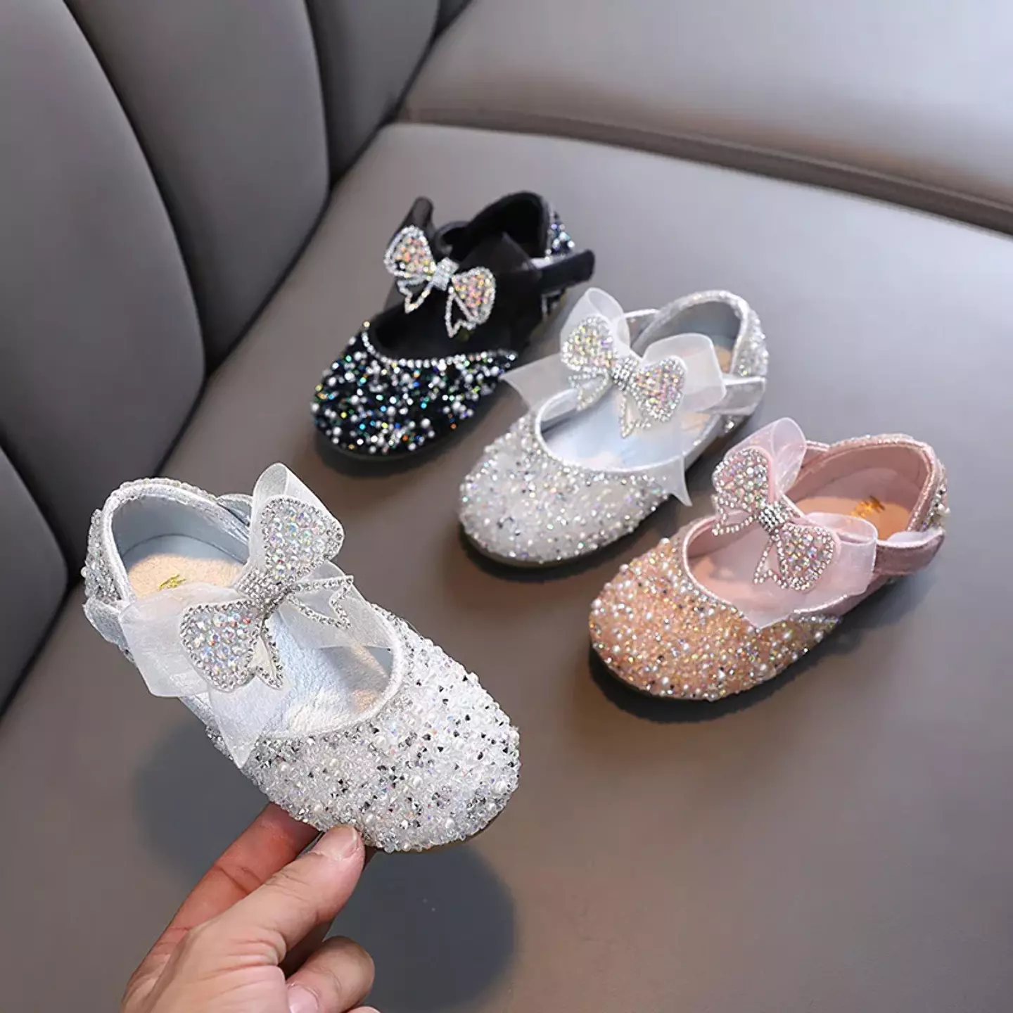 Baby, Toddler, Young Girls & Girls Silver Stacked Bow Medley Dress Shoes | Lucys 11844