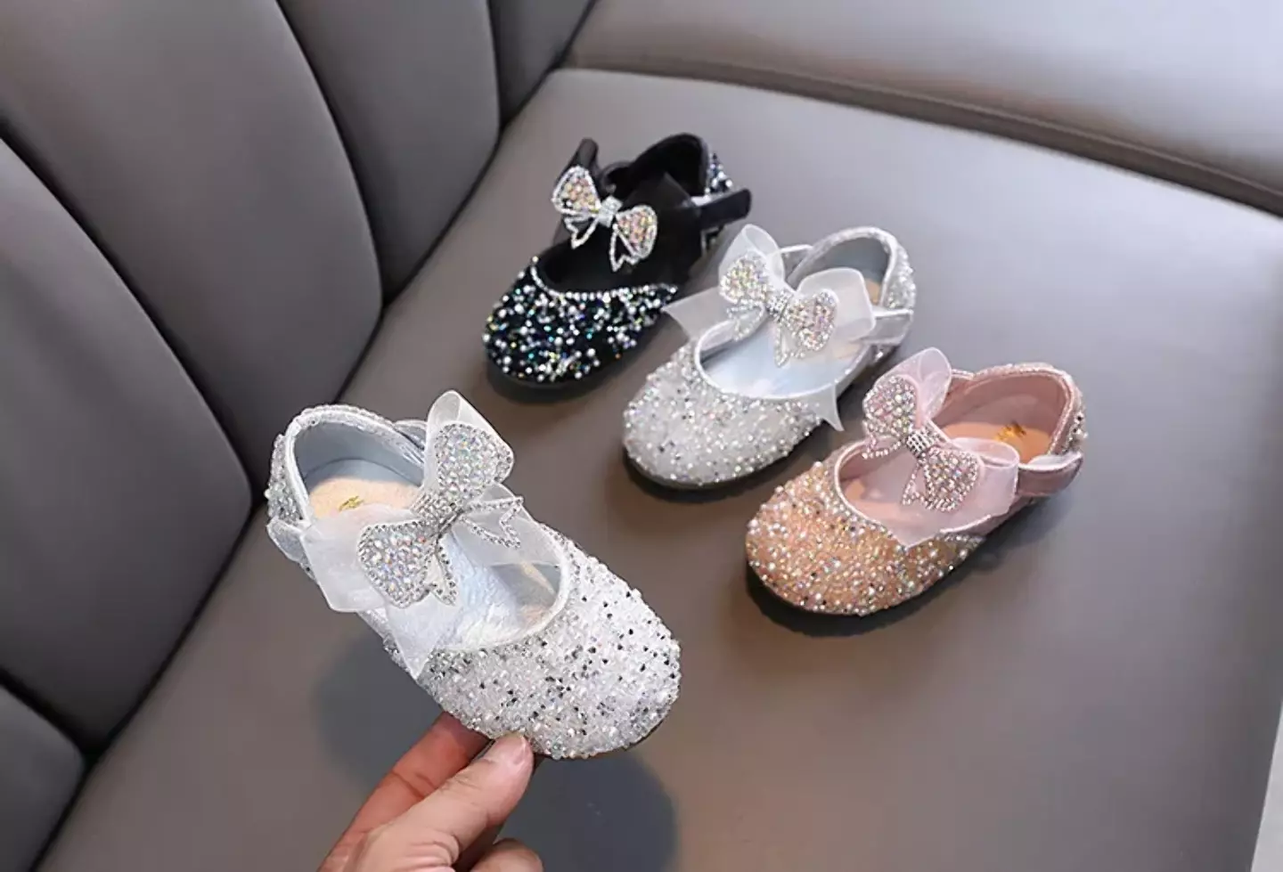 Baby, Toddler, Young Girls & Girls Silver Stacked Bow Medley Dress Shoes | Lucys 11844