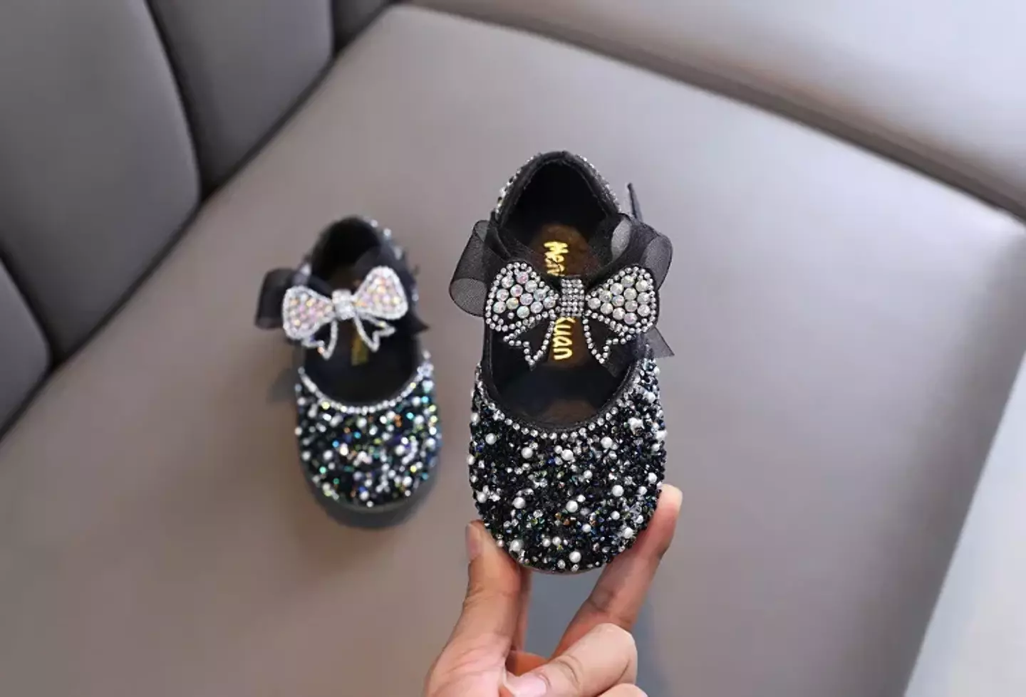 Baby, Toddler, Young Girls & Girls Black Stacked Bow Medley Dress Shoes | Lucys 11845