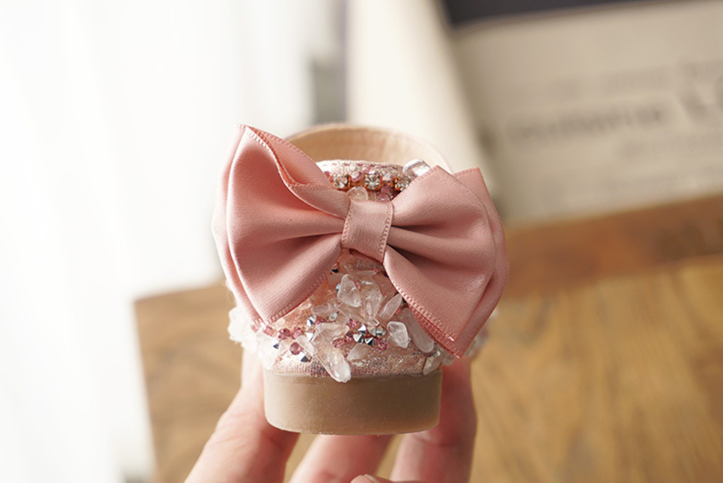 Young Girls & Girls Pink Faceted Toe Rear Bow Dress Flats | Lucys 11865
