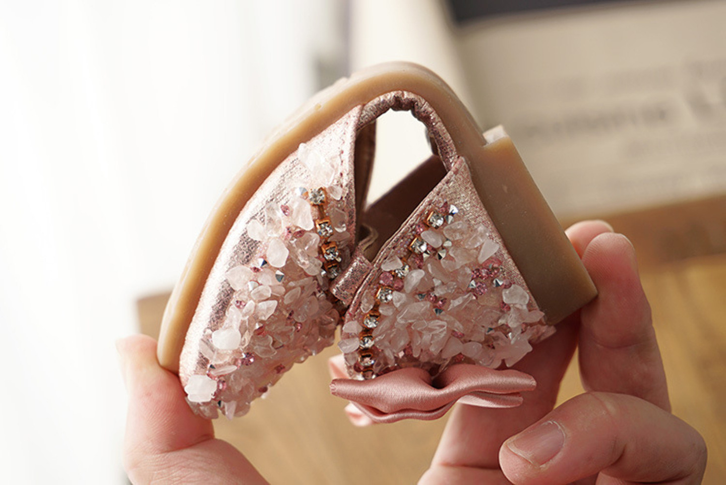 Young Girls & Girls Pink Faceted Toe Rear Bow Dress Flats | Lucys 11865
