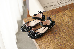 Young Girls & Girls Black Faceted Toe Rear Bow Dress Flats | Lucys 11866