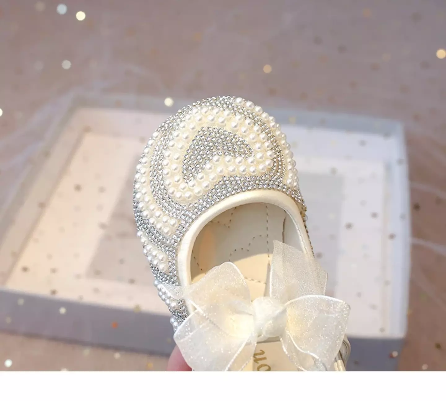 Baby, Toddler, Young Girls & Girls Ivory Beaded Heart Bow Strap Dress Shoes | Lucys 11884