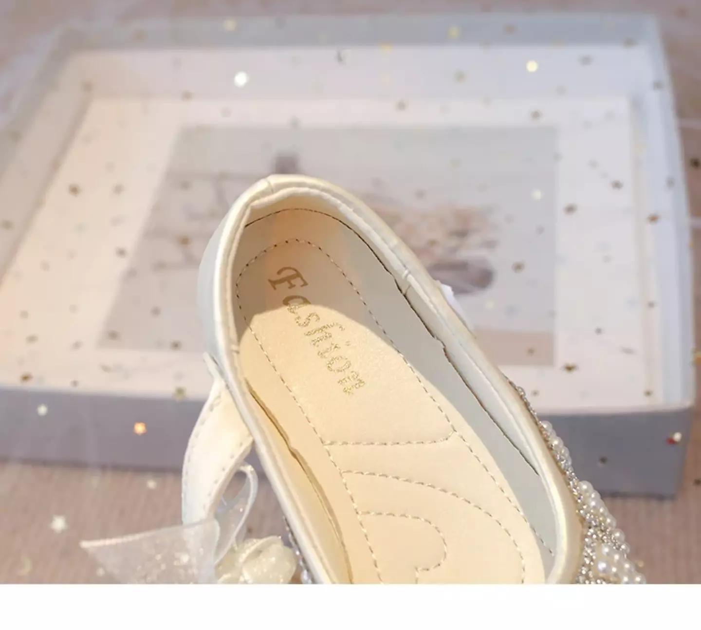 Baby, Toddler, Young Girls & Girls Ivory Beaded Heart Bow Strap Dress Shoes | Lucys 11884