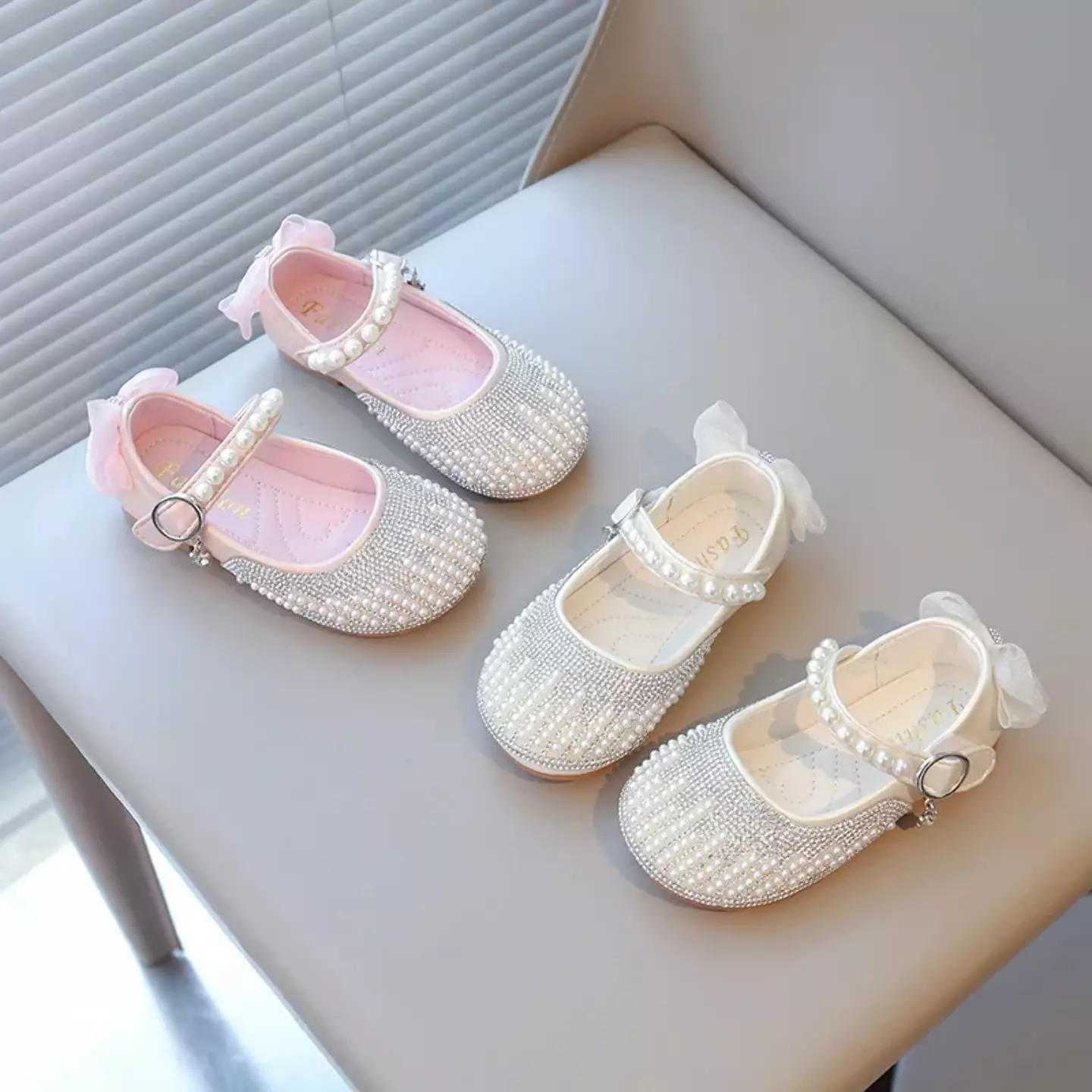 Baby, Toddler, Young Girls & Girls Ivory Pearl Scatter Bow Strap Dress Shoes | Lucys 11893