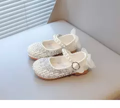 Baby, Toddler, Young Girls & Girls Ivory Pearl Scatter Bow Strap Dress Shoes | Lucys 11893
