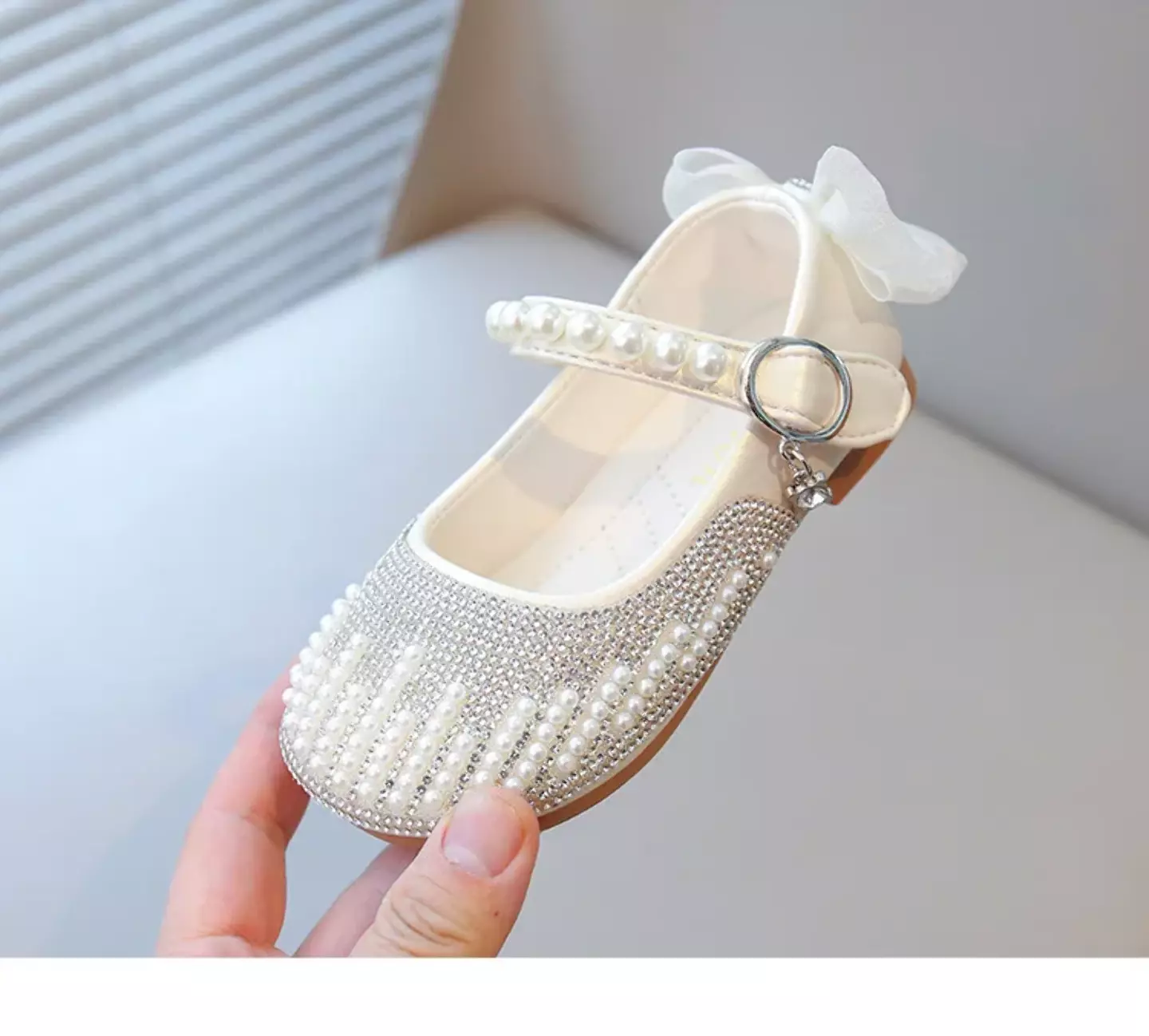 Baby, Toddler, Young Girls & Girls Ivory Pearl Scatter Bow Strap Dress Shoes | Lucys 11893