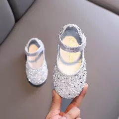 Baby, Toddler, Young Girls & Girls Silver Scattered Rhinestone Ankle Strap Dress Shoes | Lucys 11913