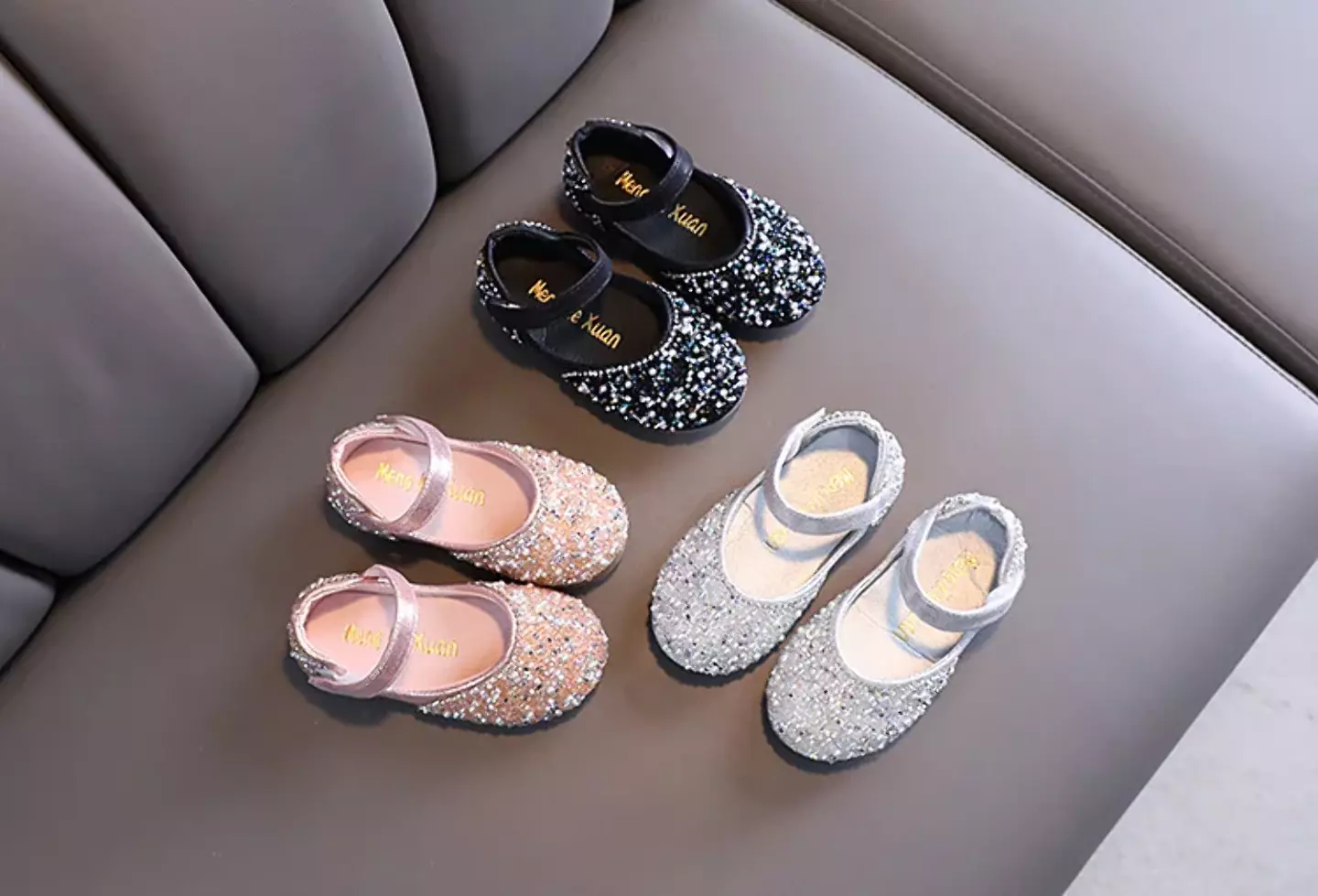 Baby, Toddler, Young Girls & Girls Black Scattered Rhinestone Ankle Strap Dress Shoes | Lucys 11914