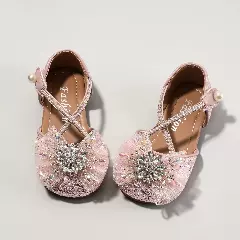 Young Girls & Girls Pink Starburst Tulle Criss Cross Strap Flats | Lucys 11936