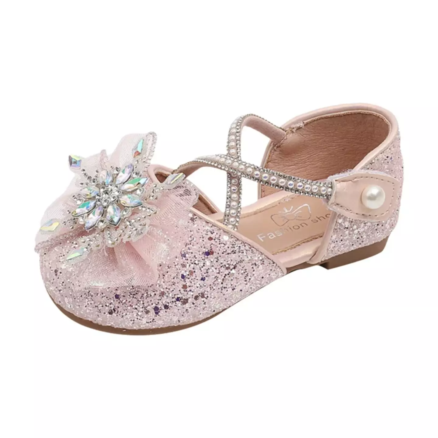 Young Girls & Girls Pink Starburst Tulle Criss Cross Strap Flats | Lucys 11936