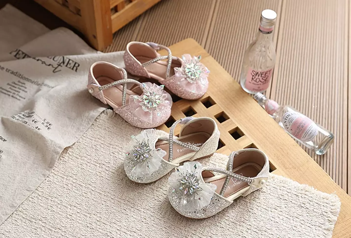 Young Girls & Girls Ivory Starburst Tulle Criss Cross Strap Flats | Lucys 11937