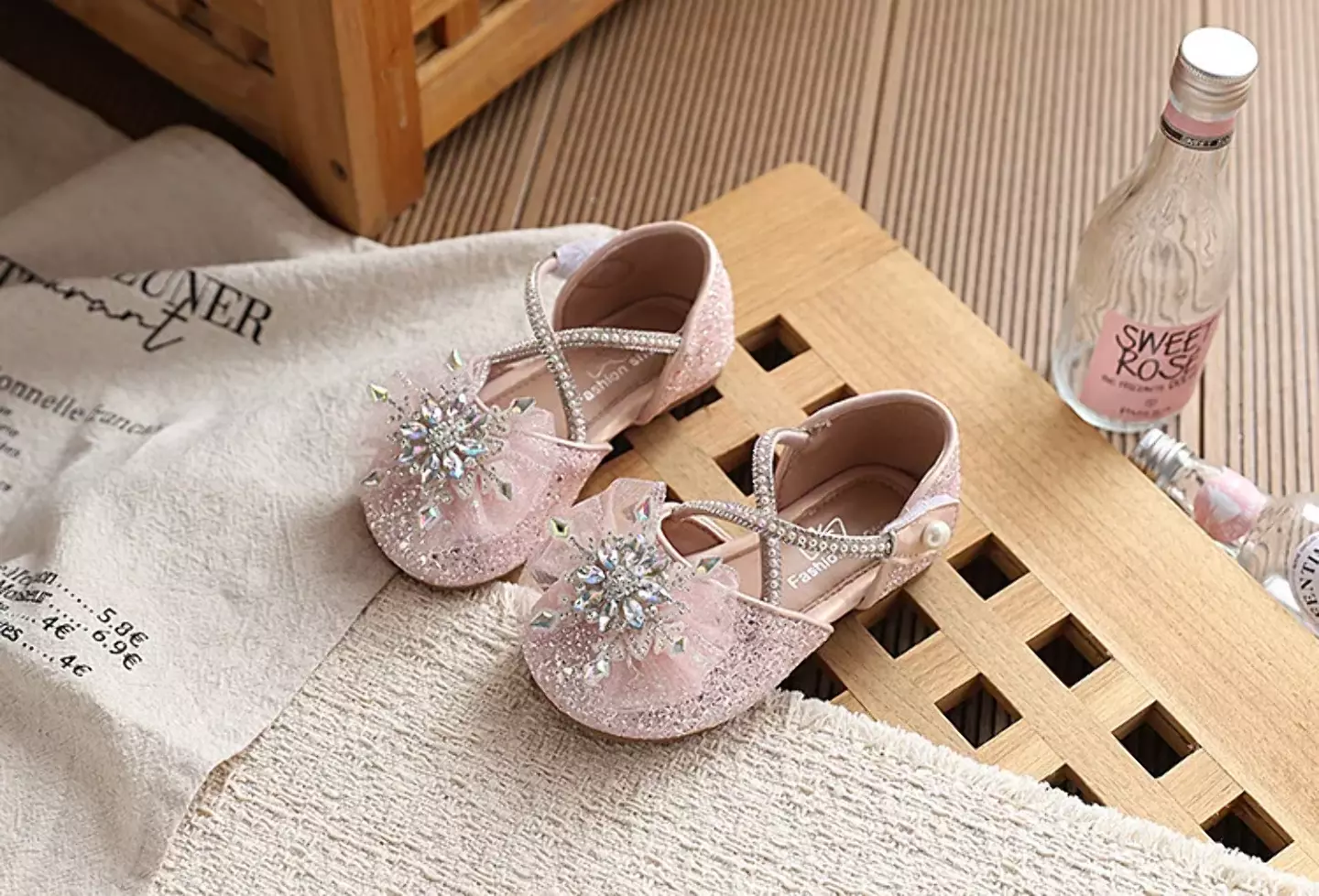 Young Girls & Girls Pink Starburst Tulle Criss Cross Strap Flats | Lucys 11936