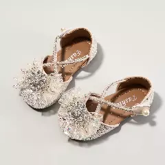 Young Girls & Girls Ivory Starburst Tulle Criss Cross Strap Flats | Lucys 11937