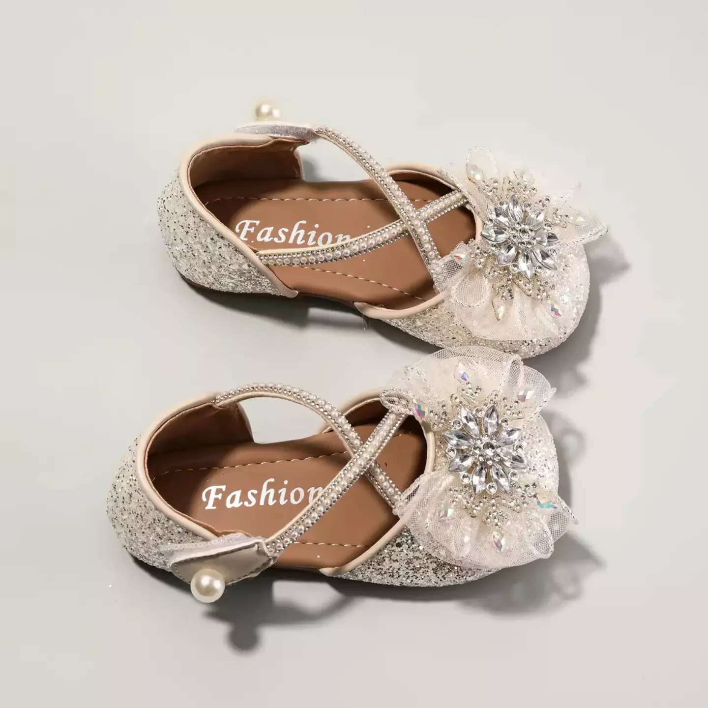 Young Girls & Girls Ivory Starburst Tulle Criss Cross Strap Flats | Lucys 11937