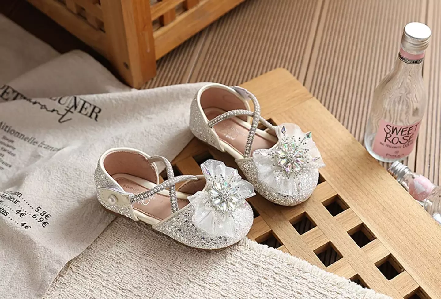 Young Girls & Girls Ivory Starburst Tulle Criss Cross Strap Flats | Lucys 11937