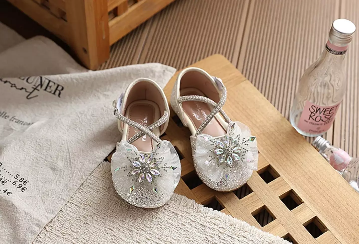 Young Girls & Girls Ivory Starburst Tulle Criss Cross Strap Flats | Lucys 11937