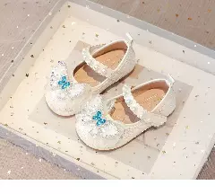 Baby, Toddler, Young Girls & Girls Ivory Gem Butterfly Sheer Bow Pearl Strap Flats | Lucys 11944