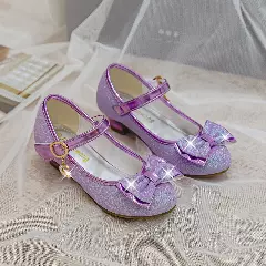 Young Girls & Girls Lavender Glitter Bow Charm Mary Jane Shoes | Lucys 11976