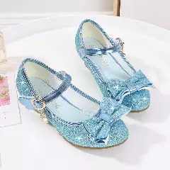 Young Girls & Girls Blue Glitter Bow Charm Mary Jane Shoes | Lucys 11977