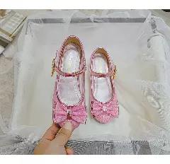 Young Girls & Girls Pink Glitter Bow Charm Mary Jane Shoes | Lucys 11979
