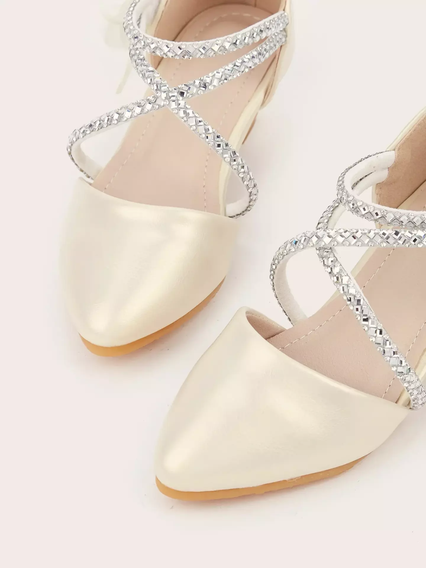 Young Girls & Girls Champagne Wave Strap Flower Pointed Dress Shoes | Lucys 12014