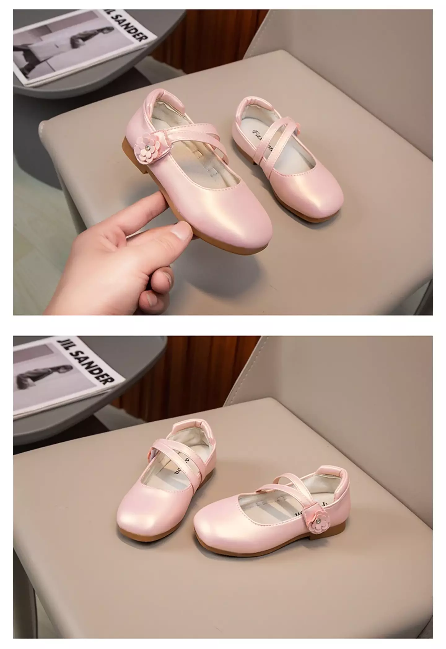 Young Girls & Girls Pink Double Band Flower Mary Jane Shoes | Lucys 12036