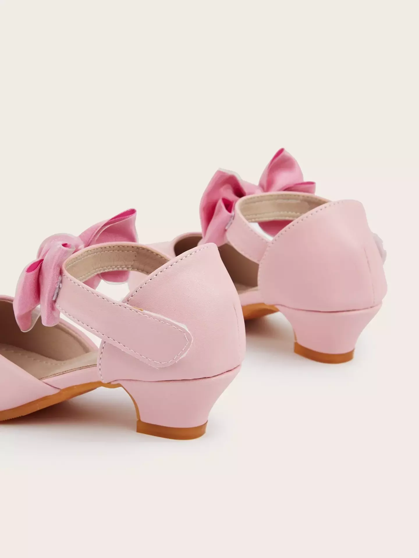 Young Girls & Girls Pink Layered Loop Bow Low Heel Dress Shoes | Lucys 12080