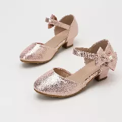 Young Girls & Girls Rose Pink Angular Loop Side Bow Dress Shoes | Lucys 12094