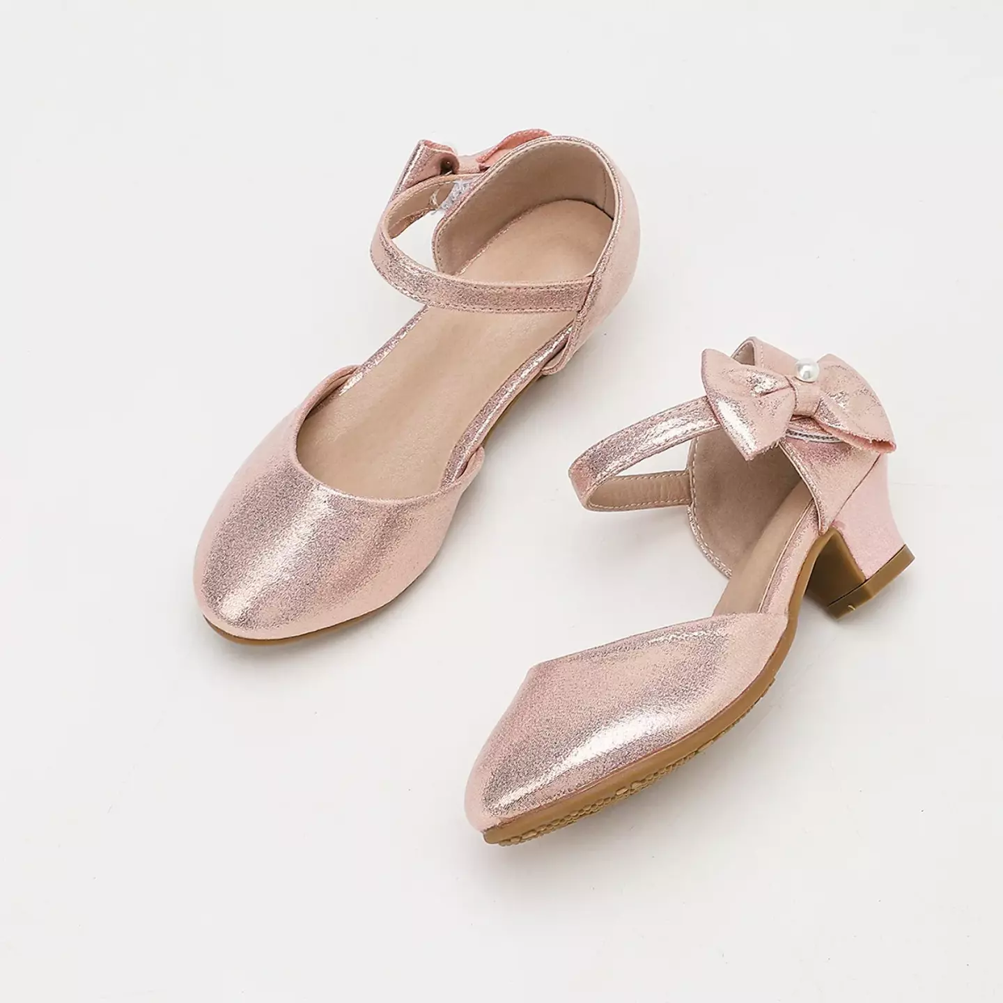 Young Girls & Girls Rose Pink Angular Loop Side Bow Dress Shoes | Lucys 12094